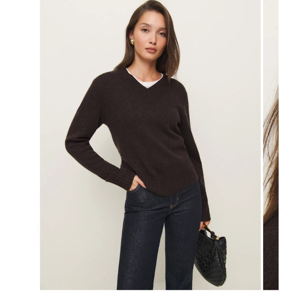 Dulce Cashmere V-neck Sweater Brown - Size L